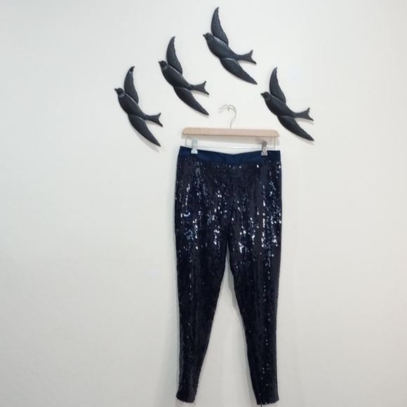 Alexander McQueen 2008 Navy Blue Sequin Leggings/Pants IT...